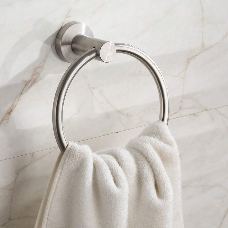 Bathroom Wall-Mounted Self-Adhesive Towel Rack, Hanging Towel Ring, Stainless Steel Hand Towel Ring, Towel Rack, Matte Black Cloth Rack, Heavy Duty Towel Rack, Towel Ring, Hand Towel Rack, Hook, Bathroom Storage, Silver, Gold, Waterproof