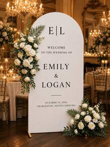 Customized Wedding Arch Fabric Decoration Cover, Personalized Photo/Name/Date/Text, Polyester Double-Sided Elastic Backdrop, Party Decoration, Wedding Welcome Sign, Bridal Gift, No Power Required, Suitable For Wedding, Birthday, Party - Multicolor - View 6