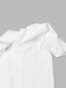 Apperloth A Elegant White Strapless Corset Top, Cold Shoulder Ruffle Trim, Lace-Up Back Design, Boning Structure, Summer Style - White - View 11