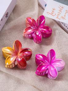 3pcs/1pc 8cm/3.14inch Large Hibiscus Flower Shaped Hair Clips, Colorful And Vibrant, Made Of Lightweight Plastic Material, Suitable For Daily Wear, Outdoor Activities, Casual Occasions, Party Gatherings, Commuting, Beach Vacations And More. Can Be Used For Hairstyles Like Ponytails, Buns, And More, Also Perfect For Daily Care Steps Like Washing Face, Bathing, And Makeup, Making It A Perfect Accessory Item. - Multicolor - View 3