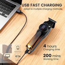 1pc USB Rechargeable Men's Oil Hair Clipper LCD Digital Display High Power Electric Hair Trimmer For Salon - View 3