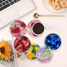 2D Flat Printing Process/6pcs Fruit Pattern Acrylic Coasters--Coffee & Beverage Coasters, Suitable For Bars, Home Gatherings, Cafes, Offices And Various Occasions, Home Decor Housewarming Gift - Acrylic Coaster - View 2