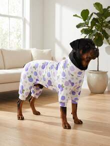 1PC Dog Shedding Hair Control Pajamas - Warm High Stretch Full Coverage Pet Rompers, Anti Licking & Bug Protective Jumpsuit For Small Medium Large Dogs, All Over Printing Dog Clothes - Cute Blueberry Pattern - Multicolor - View 8