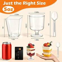 430 Pack 5 Ounce Clear Disposable Dessert Cups With Lids And Spoons Parfait Cups, Shooter Cups, Square Appetizer Cups, For Ice Cream Yogurt Pudding - Multicolor - View 2