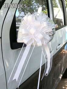 10/20件組婚車裝飾蝴蝶結流蘇禮品包裝緞帶，婚禮裝飾緞帶，適用於婚車、椅子/樓梯/桌面裝飾，婚禮桌椅裝飾、禮品包裝、派對、生日 - 彩色 - 查看 2