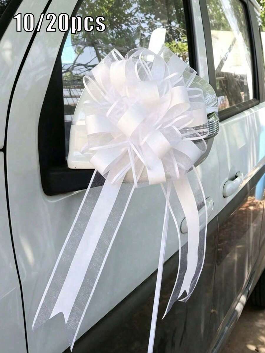10/20件組婚車裝飾蝴蝶結流蘇禮品包裝緞帶，婚禮裝飾緞帶，適用於婚車、椅子/樓梯/桌面裝飾，婚禮桌椅裝飾、禮品包裝、派對、生日