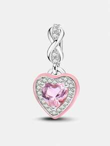 1 pieza Colgante de corazón infinito con cuentas elegante y exquisito, adecuado para hacer pulseras de mujer, accesorios de collar DIY y uso diario como accesorios, también adecuado para que las niñas lo usen. - Plateado - Ver 19