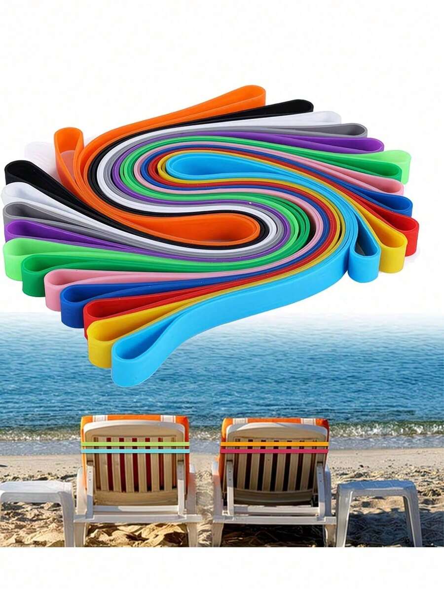 5pcs Thickened Silicone Beach Chair Towel Straps, Windproof Retractable Beach Towel Clips, Easy To Clean, Vibrant Colors, Adjustable, Reusable - Secure Fit, Suitable For Pool, Cruise, Camping, Picnic, Travel, Gym, Yoga And Outdoor Activities, Summer Travel, Vacation Essential (Random Color) - Multicolor - View 1