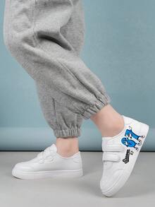 1 Paar erschwingliche & modische Casual Sportschuhe für Kinder, strapazierfähige Basketball Sneaker geeignet für den täglichen Gebrauch und Outdoor-Aktivitäten, Weihnachtsgeschenk, Outdoor-Spielschuhe, lustig gestaltete Schuhe, cartoon-bedruckte Schuhe, atmungsaktive Stoffschuhe, flexible Sohle, Kinder Sportschuhe, Feriengeschenk, 2D flach - Weiss - Übersicht 5