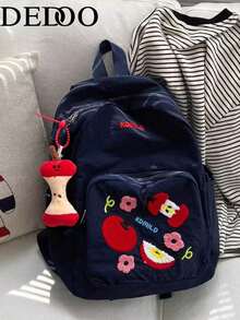 Dedoo This Fresh Apple Embroidered Backpack Is A Multi-Functional Small Bag, Perfect For Students, Commuting And Casual Outings. The Spacious Main Compartment Can Easily Hold Laptops, Textbooks, Stationery And Daily Essentials. Whether Used As A School Bag, A Lightweight Commuter Bag, Or A Casual Accessory For Outings Or Shopping, This Bag Is A Perfect Choice. Pendant Not Included - Multicolor - View 11