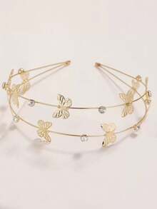 Party Butterfly Decoration Layered Retro Elegant Fairy Headbands Suitable For Daily, Dating, Going Out Gold Head Piece,Hairband,Hair Hoop ,Hair Access - Gold - View 3