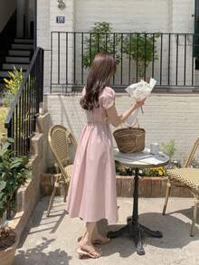 Women Midi Dresses - Pink - View 5