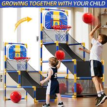 Arcade Basketball Game Indoor, Kids Ajustable Basketball Hoop, Outdoor Carnival Sports Play Toy With 4 Balls And Air Pump, Educational Birthday Gift For Boys Girls 3 4 5 6 7 8 Year Old - Blue - View 3