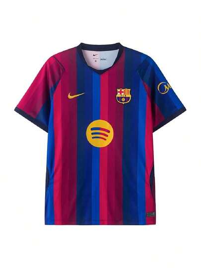 Nike Camiseta de fútbol para hombre FCB M NK DF JSY SS STAD  26 Verano Nueva Rayas Verticales Rojo & Azul Manga Corta II1872-683