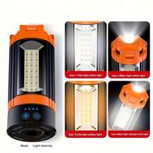 Smart LED Multi-Function Folding Camping Light, Wireless Work Light With Stand, USB Rechargeable Portable Adjustable Lamp, 9000mAh Capacity, 3 Rotatable Folding Light Heads, Emergency Handheld Flashlight, Equipped With Detachable Tripod - Orange - View 9