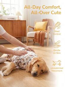 1PC Dog Shedding Hair Control Pajamas - Warm High Stretch Full Coverage Pet Rompers, Anti Licking & Bug Protective Jumpsuit For Small Medium Large Dogs, All Over Printing Dog Clothes - Cute Cartoon Bulldogs Pattern - Multicolor - View 5