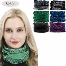 6 buah Syal Leher Motif Paisley, Masker Elastis Tanpa Jahitan, Ikat Kepala, Penutup Kepala Bunga Bohemian, Penutup Kepala Multifungsi untuk Berkendara Motor, Memancing, Olahraga Luar Ruangan, Unisex - MultiWarna - View 1
