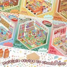 10 Escenas 20 Pegatinas Material y 1 Imagen de Efecto/Libro, Libro de Pegatinas de Codificación DIY Divertido, Pegatinas de Escenas en Miniatura, Pegatinas Manuales, Pegatinas de Clasificación a Mano Escena de Casa Pequeña, Múltiples Escenas para Elegir - A - Ver 8