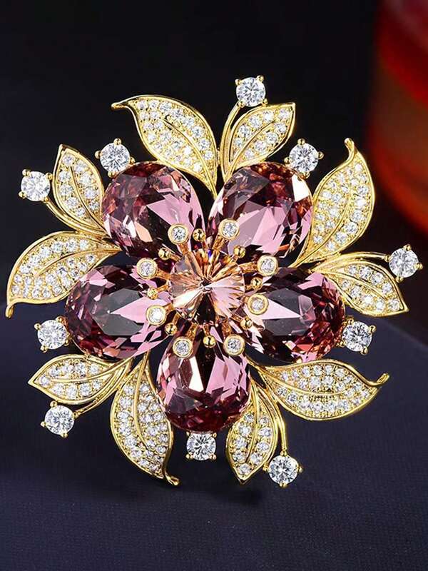 1pc High-End Luxury Flower Brooch, Fashionable Exquisite Pin, Personalized Versatile Clothing Accessory Corsage Brooch