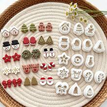 17pcs Christmas Polymer Clay Molds, Gingerbread Snowflake Tree Star House Bell Candy Cane Shapes, DIY Clay Earring Jewelry Making Tools, High Precision - White - View 1