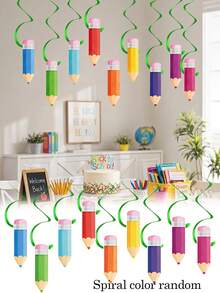 9/3/1pc - Colorful Crayon Ceiling Decorations, Back To School Pencil Decorations, Welcome Back To School Pencil Party Decorations, First Day Of School Party Supplies, Suitable For Back To School Season Decorations, School Classroom, Wall, Window And Door Decorations, Party Decorations, Home Decorations, DIY Decorations, Birthday Decorations - A - View 5