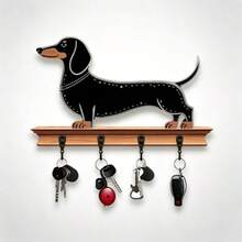 1 pièce Crochet mural en bois thème Teckel vintage plat 2D, convient pour l'entrée, le bureau ou le salon, cadeau parfait pour les amoureux des animaux, accessoire de décoration d'intérieur. | Design de chien de travail | Décoration murale en bois, porte-clés multifonction en bois pour usage domestique - Multicolore - Voir 2