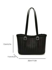 Commuter Handmade Woven Bag 2026 Spring/Summer New Large Capacity Textured Tote Bag Shoulder Handbag - Black - View 6