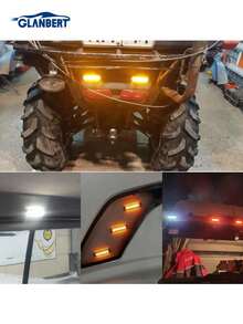 GLANBERT 8个/包 超亮6LED卡车侧灯，防水拖车卡车指示灯，12V 24V宽幅示廓灯，紧急警示灯，转向灯 - 彩色 - 查看 11