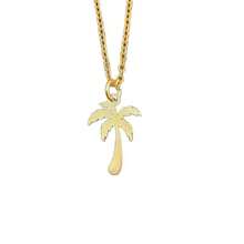 18K Gold Plated Palm Tree Pendant Necklace For Couple, Dainty Minimalist Tropical Coconut Tree Choker, Hypoallergenic Summer Beach Jewelry Gift - Multicolor - View 6