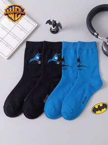1/2 Pairs Warner Bros Cartoon Mid-Calf Socks, Unisex Superhero Blue & Black  &  Socks - Multicolor - View 15