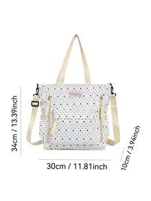 Bolso Tote/Bandolera de Gran Capacidad con Estampado de Letras de Moda Casual, Adecuado para Universidad/Aula/Desplazamiento/Trabajo/Oficina/Vacaciones/Fiesta/Viaje y Otras Ocasiones, Adecuado para Niñas, Estudiantes Universitarias, Mujeres Jóvenes, Perfecto para Llevar Libros, Compras, Útiles Escolares, Bolso Tote de Gran Capacidad, Diseño de Múltiples Bolsillos, Adecuado para Playa, Escuela, Trabajo y Uso Diario. - Blanco - Ver 4