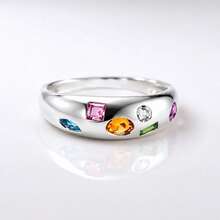 925 Sterling Silver Plated 18K Gold Unique Luxury Vintage Coin Style Colorful Zirconia Ring For Women - Colored  Ring - View 13