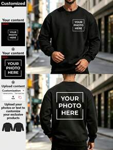 Custom Crew Neck Sweatshirt, Print Your Logo, Perfect Gift For Anyone, Essential For Autumn And Winter - Black - View 1
