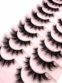 Cross-Style Thickened Natural Long 3D Faux Mink Fur False Eyelashes, Eyelash Extensions, Daily Makeup Natural Style False Eyelashes - Black - View 8