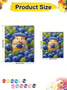 BlueberryHamster DIY Digital Oil Painting Paint By Numbers Cute Animal Berry Art Canvas Handcraft Adult Home Decoration 8x12/16x20inch Holiday Gifts Frameless - Sets - View 5
