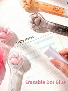 1pc/2/4/8pcs Kawaii Cat Paw Dot Glue Pen, Large Capacity Transparent Double Sided Tape, High Aesthetic, For Student Handmade Craft, First Day Of School - Multicolor - View 6