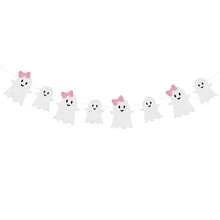BCCSNNM Cute Halloween Ghost Decor, 2pcs Pre-Strung Pink & White Glitter Ghost Garlands - Suitable For Haunted House, Doorway, Indoor/Outdoor Home, Luxury Party Decoration - Multicolor - View 1