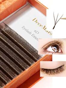 DeceMars 6D W Shaped Eyelashes Extensions C D Dd L M Curl 0.07mm Brown 12 Rows Professional Soft Natural Volume Lashes Extension Lash Clusters, Eyelash Clusters, Individual Eyelashes, Lashes, Fake Lashes - View 3