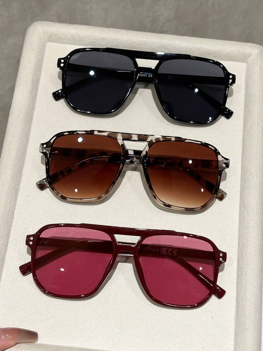Women Glasses Sets - 3pcs Black Red Leopard Print Tea - View 1