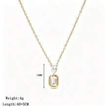 1pc Niche Premium Luxury Square Sugar Colorful Gem Water Drop Pendant Stainless Steel 18K Gold Plated Collarbone Necklace Non-Fading Women's Necklace Commute Versatile Layering Accessory - Gold Necklace - View 10