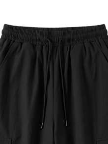 Women's Casual Sports Cargo Pants, Multi-Functional Athletic Long Pants, Suitable For Running, Cycling, Ball Sports, Gym Workouts - Black - View 4