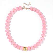 Colorful Chunky Bead Necklace, Acrylic Multicolor Bead Personalized Necklace, Adjustable Summer Beach Jewelry Gift For Women - Pink - View 31