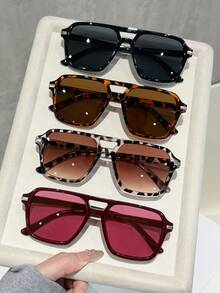 4pcs Women's Leopard Print Aviator Full Frame Tinted Lens Glasses, Combining Modern Edge And Retro Charm, Suitable For Street Style, Outings, Vacations And Travels - Multicolor - View 25