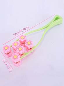 1pc Floral Design Facial Roller Massager - 6-Wheel Facial Contouring Massager, Targeted For Double Chin; Suitable For Home Use, Beauty Salon, Spa, Travel And Vacation - Multicolor - View 3