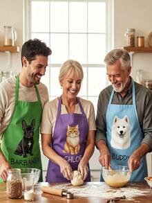 Personalized Pet Portrait Apron, Custom Dog Or Cat Photo Kitchen Apron, Fun Cooking Apron, Customized Image Apron, Pet Lover Pet Owner Home Chef BBQ Baking Kitchen Gift For Women Men Family Friends - Multicolor - View 6