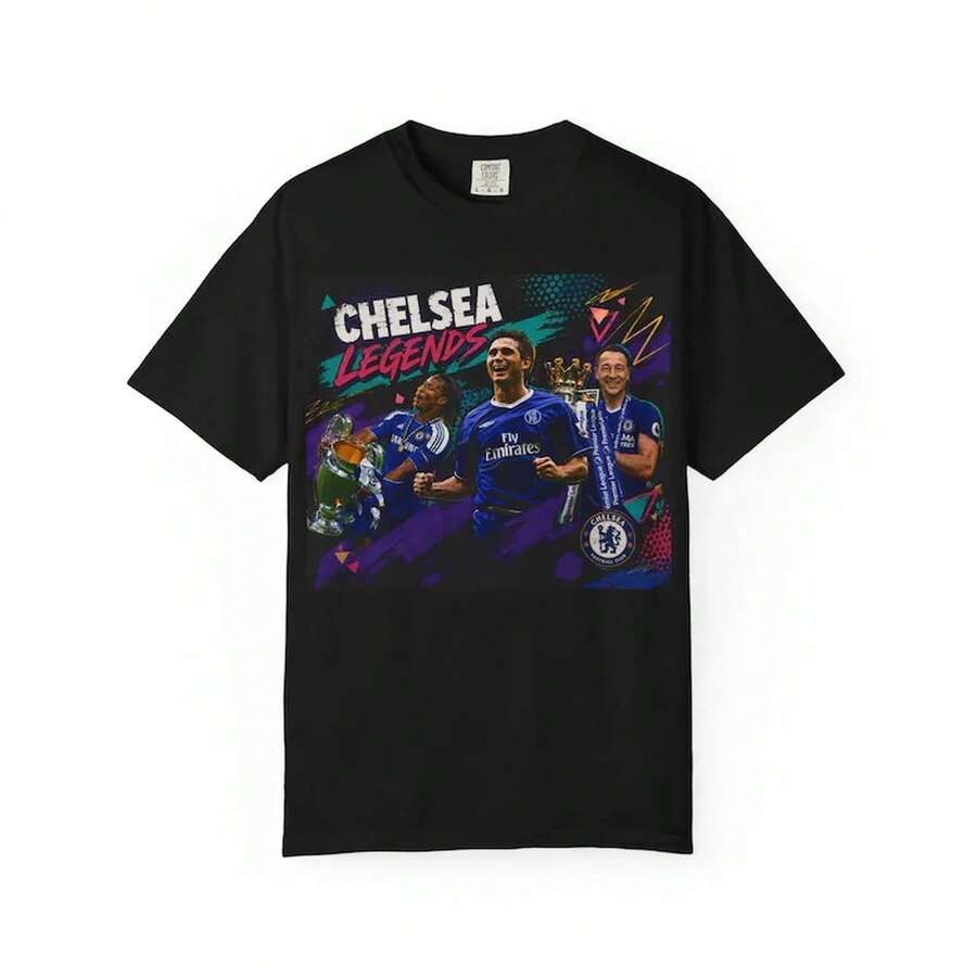 Chelsea Legends T-Shirt | Football Players Graphic Tee - Black - View 1