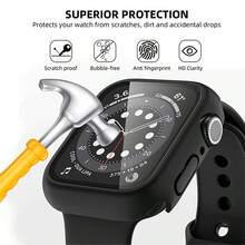BEIMUSON 鋼化玻璃+保護蓋 系列 38mm 40mm 41mm 42mm 44mm 45mm 46mm 49mm PC 防撞螢幕保護殼 相容於 Series 11/10/9/8/7/6/5/4/3/2/1 Ultra SE-銀色 - 銀色 - 查看 8