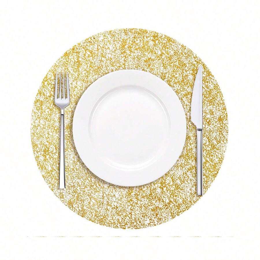 15/30/60/120pcs Gold Foil Mesh Placemats, Disposable Table Mats For Birthday Party, Holiday, Wedding, Dinner, BBQ, Indoor And Outdoor Dining, Heat Insulation, Tabletop Protection, Home Kitchen Table Decor - Gold - View 1