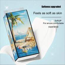 [1 Pack]1480 Sheets Local Wood Pulp Facial Tissues - 4-Ply Thickened, Convenient Large Capacity Ultra Soft, Exquisite Embossed, High Absorbency, Dry And Wet Use - Soft And Durable, No Fluorescent Whitening Agent, Thickened And Durable, Wet Use, Suitable For Kitchen, Bathroom, Home, Living Room, Travel, Office And Dormitory, Dormitory Essential, Elegant Napkin Design, Durable Paper Napkins, Premium Multi-Functional Household Tissues - Beach-style Hanging Tissue Dispenser - View 2