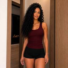 Women's Basic Ribbed Tank Top - Bordeaux - Übersicht 3